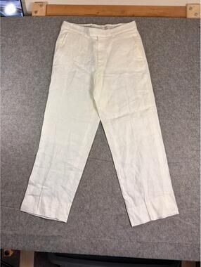 Ermenegildo Zegna Pants Mens 34x28 Cream Off White Linen Baggy Loose